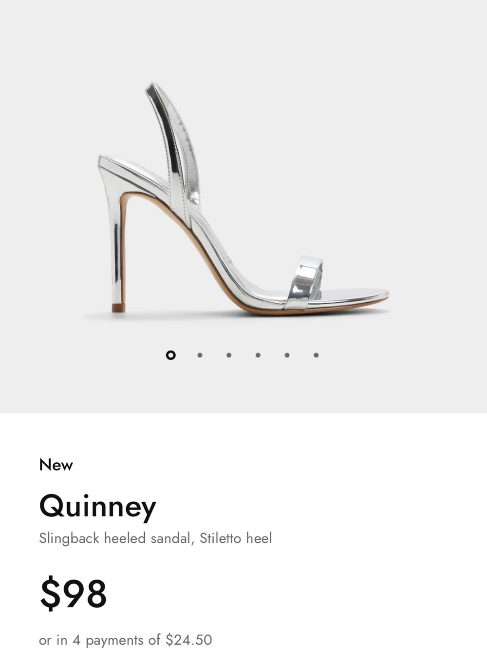 Also Quinney Metallic Silver Slingback Stiletto Sandal